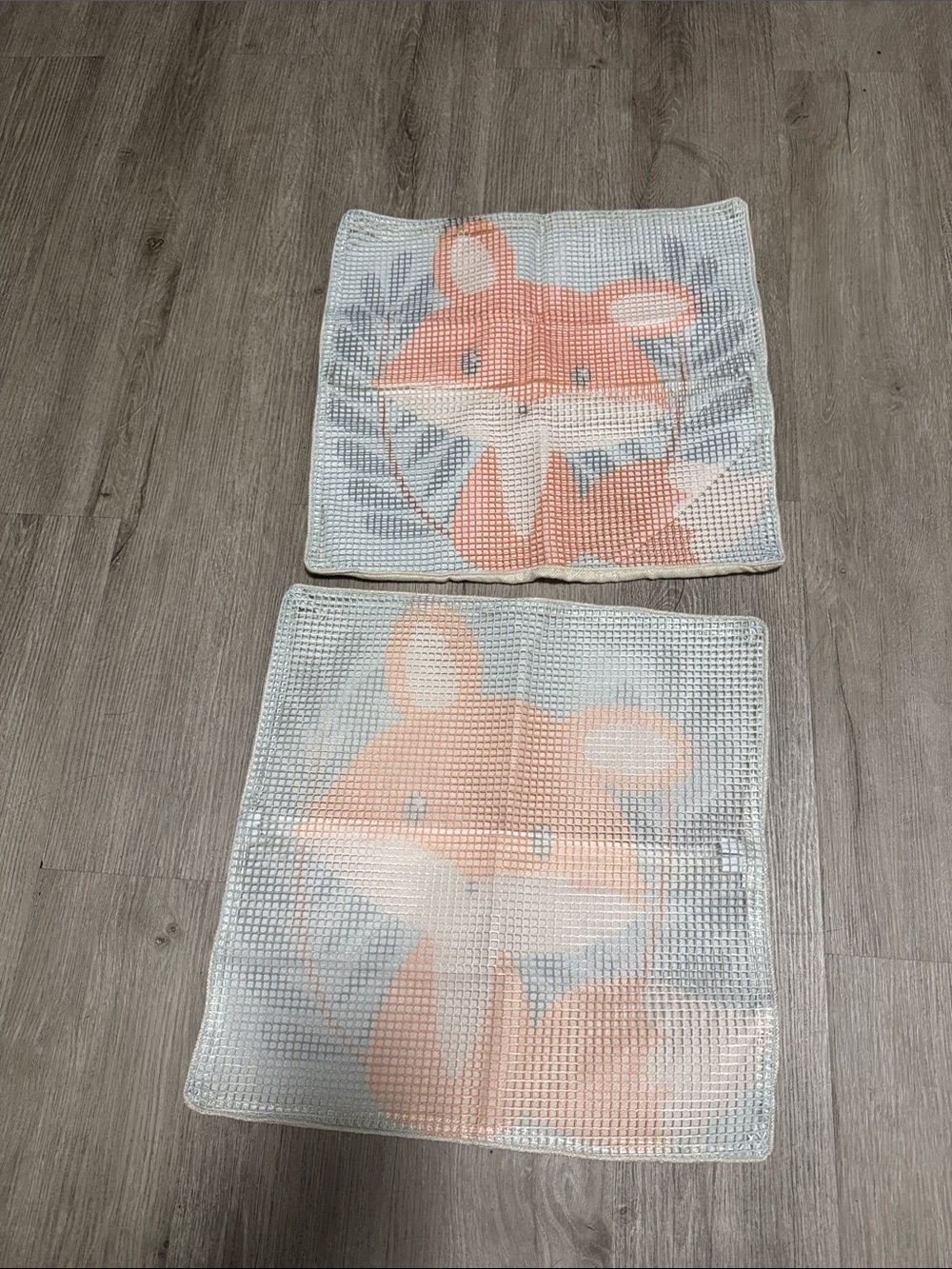 Fox Motif Accent Pillow Covers in Peach and Cream